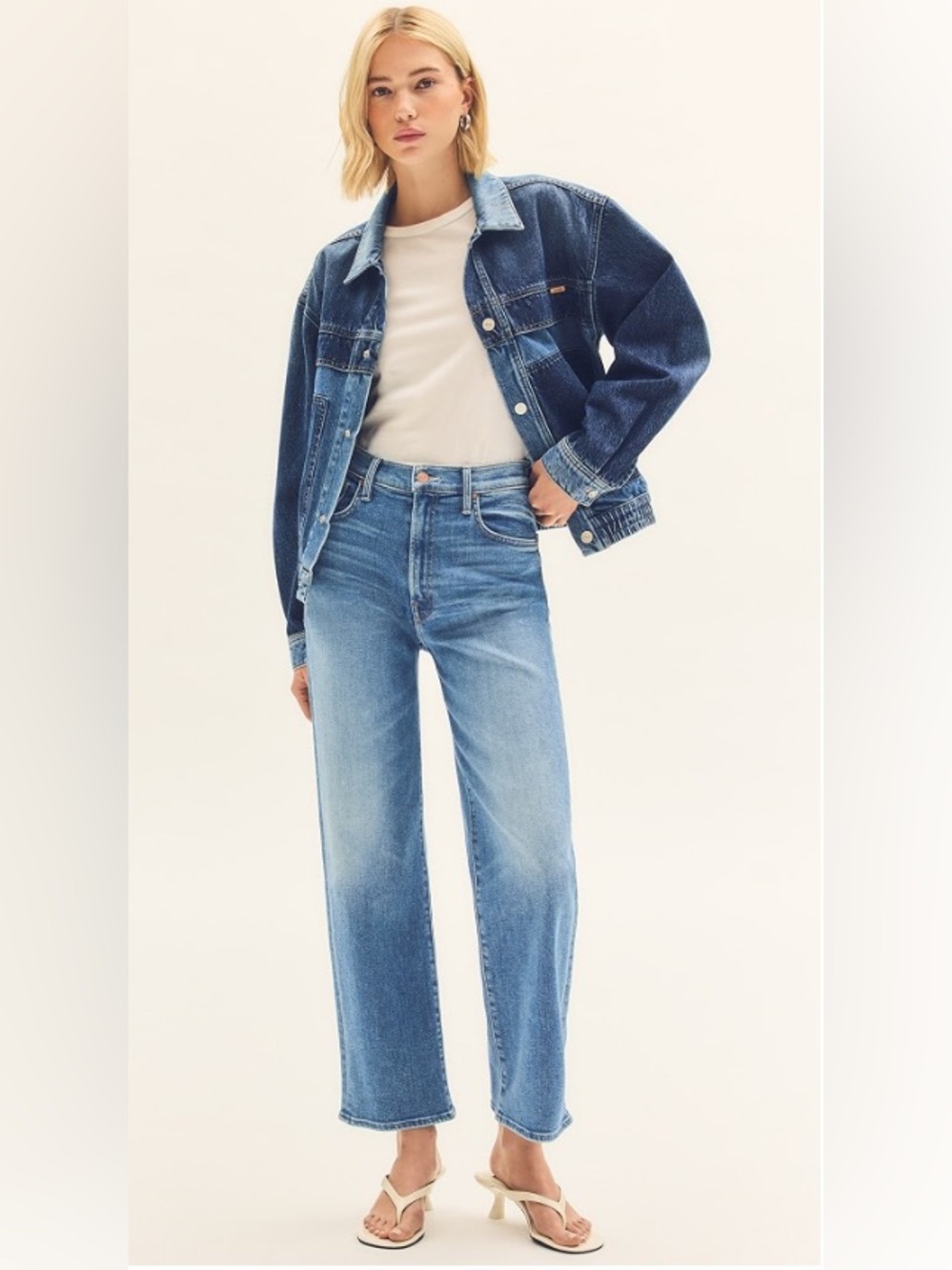 Mother the Rambler High Rise Zip Flood Jeans | Out of the Blue | Sz 28